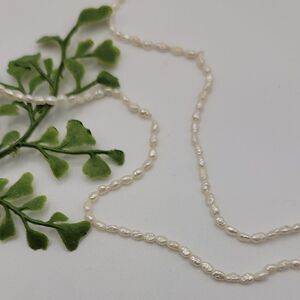 Rice Pearl Necklace 30" Classic Ivory Luster Cultured Freshwater Single Strand